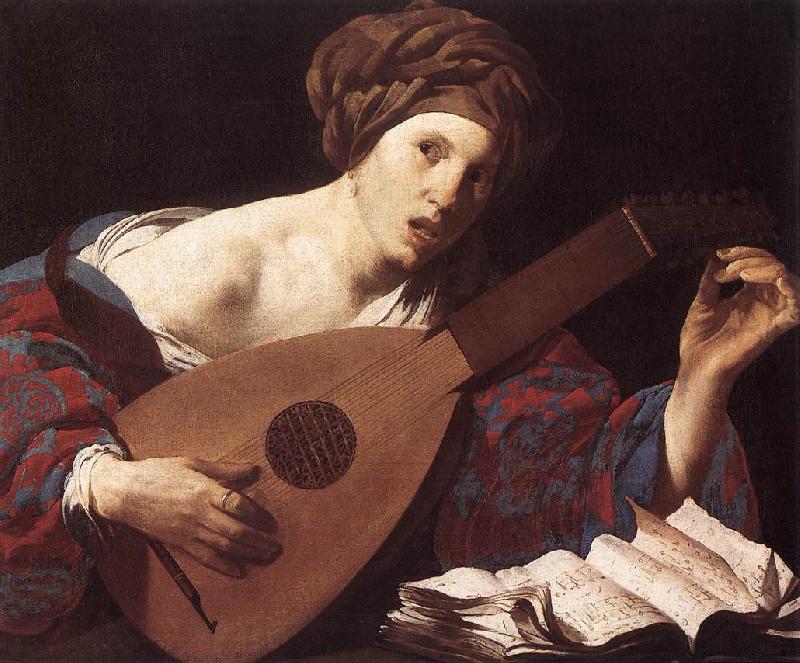 TERBRUGGHEN, Hendrick Woman Playing the Lute dsru oil painting image